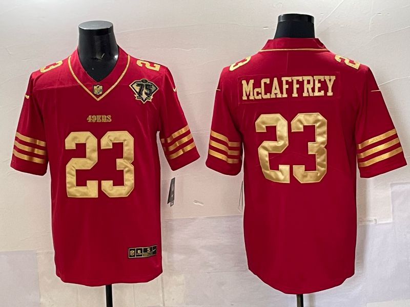 Men San Francisco 49ers #23 Mccafrey Red 75th Nike Limited NFL 2025 Jersey style 010->san francisco 49ers->NFL Jersey